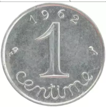 Монета сентим Франции 1962 года Медно-никель