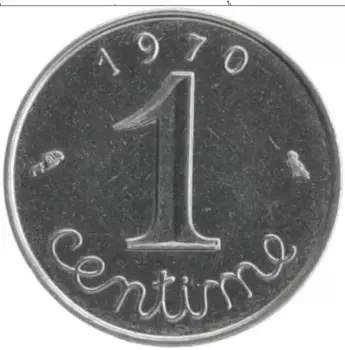 Монета сентим Франции 1970 года Железо Колос