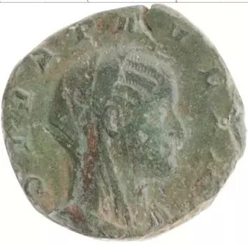 Монета сестерций Древнего Рима Бронза Фаустина Младшая 161-175 гг
