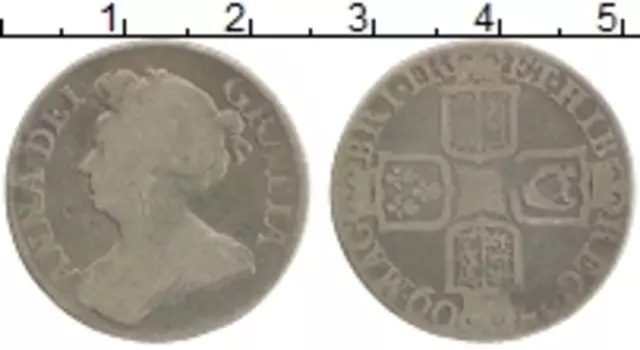 Монета шиллинг Англии 1709 года Серебро Анна