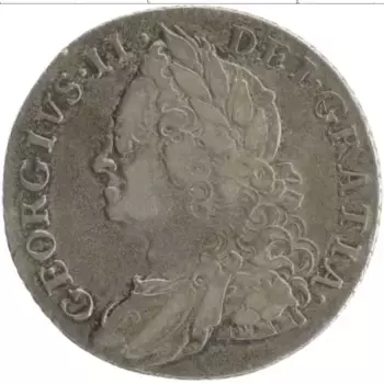 Монета шиллинг Англии 1758 года Серебро Георг II