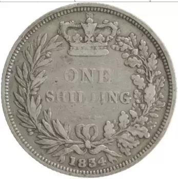 Монета шиллинг Англии 1834 года Серебро Вильгельм IV