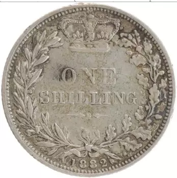 Монета шиллинг Англии 1882 года Серебро Виктория