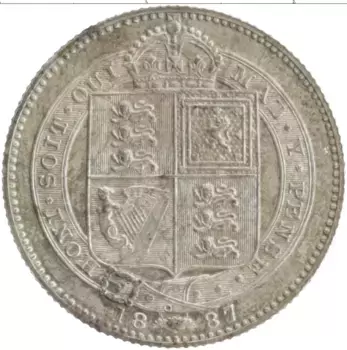 Монета шиллинг Англии 1887 года Серебро Виктория