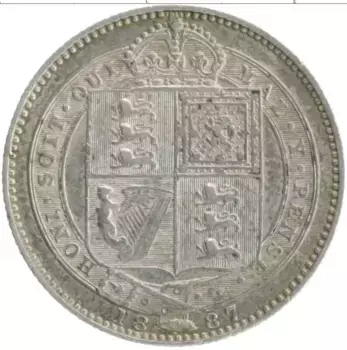 Монета шиллинг Англии 1887 года Серебро Виктория