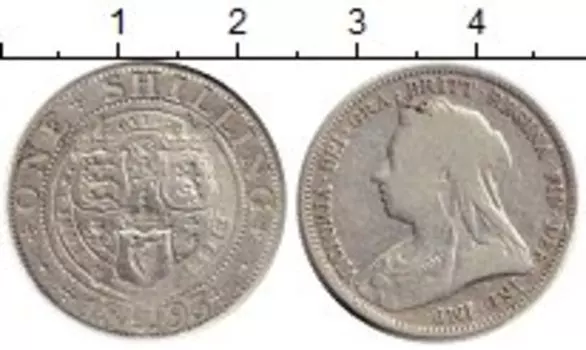 Монета шиллинг Англии 1893 года Серебро Виктория