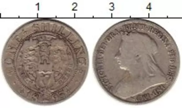 Монета шиллинг Англии 1895 года Серебро Виктория
