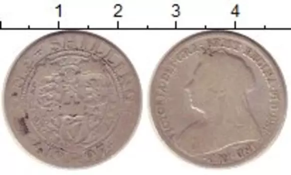 Монета шиллинг Англии 1897 года Серебро Виктория