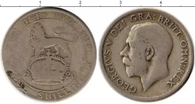 Монета шиллинг Англии 1920 года Серебро Георг V