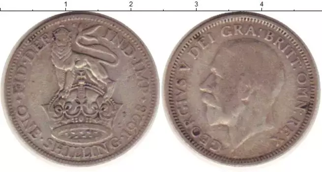 Монета шиллинг Англии 1928 года Серебро Георг V