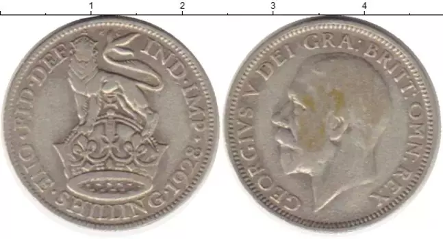 Монета шиллинг Англии 1928 года Серебро Георг V