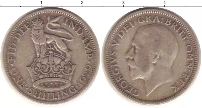 Монета шиллинг Англии 1929 года Серебро Георг V