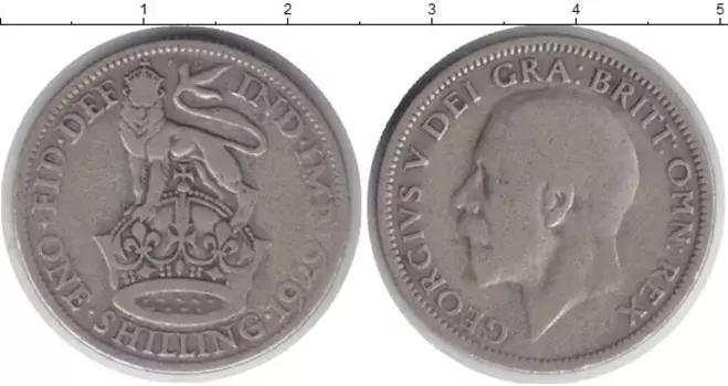 Монета шиллинг Англии 1929 года Серебро Лев над короной - Георг V