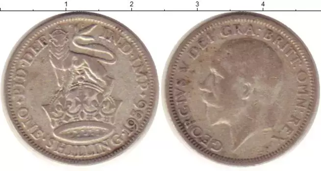 Монета шиллинг Англии 1936 года Серебро Георг V