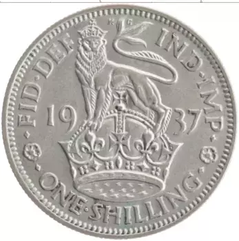 Монета шиллинг Англии 1937 года Серебро Георг VI