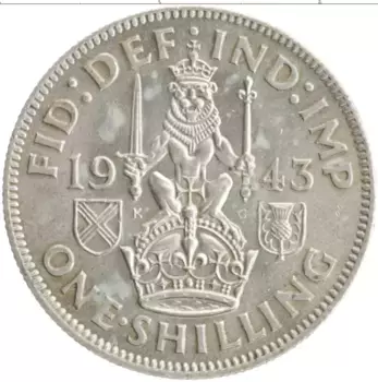 Монета шиллинг Англии 1943 года Серебро Георг VI