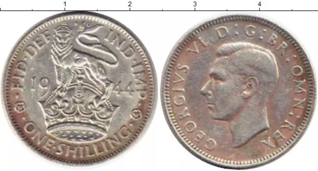 Монета шиллинг Англии 1944 года Серебро Георг VI