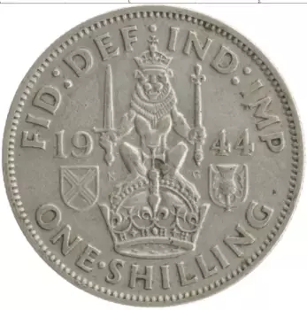 Монета шиллинг Англии 1944 года Серебро Георг VI