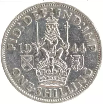 Монета шиллинг Англии 1944 года Серебро Георг VI