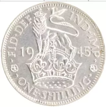 Монета шиллинг Англии 1945 года Серебро Георг VI