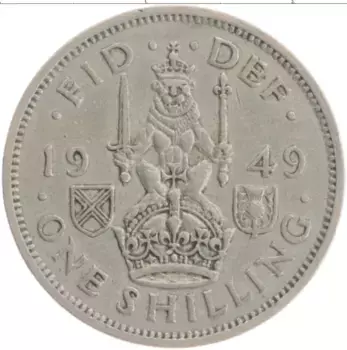 Монета шиллинг Англии 1949 года Медно-никель Георг VI