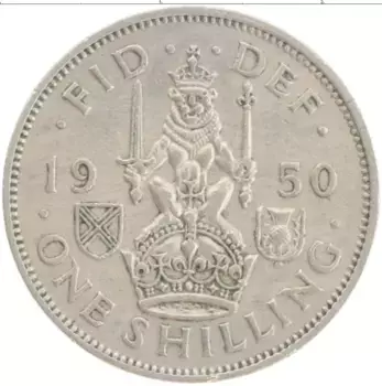 Монета шиллинг Англии 1950 года Медно-никель Георг VI
