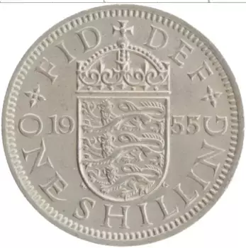 Монета шиллинг Англии 1955 года Медно-никель Елизавета II
