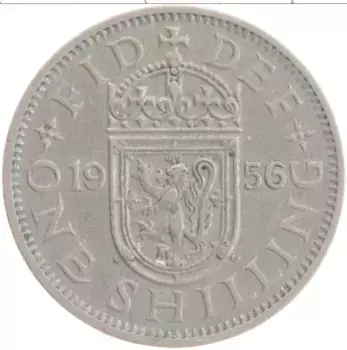 Монета шиллинг Англии 1956 года Медно-никель Елизавета II