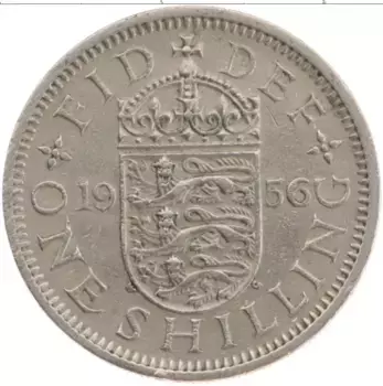 Монета шиллинг Англии 1956 года Медно-никель