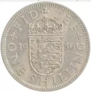 Монета шиллинг Англии 1956 года Медно-никель Елизавета II