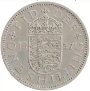 Монета шиллинг Англии 1957 года Медно-никель Елизавета II