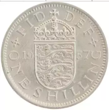 Монета шиллинг Англии 1957 года Медно-никель Елизавета II