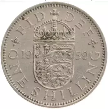 Монета шиллинг Англии 1959 года Медно-никель