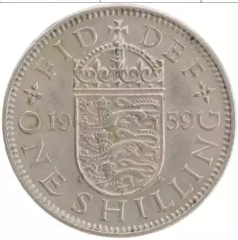 Монета шиллинг Англии 1959 года Медно-никель Елизавета II