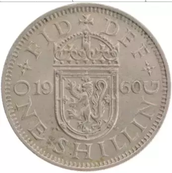 Монета шиллинг Англии 1960 года Медно-никель