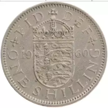 Монета шиллинг Англии 1960 года Медно-никель