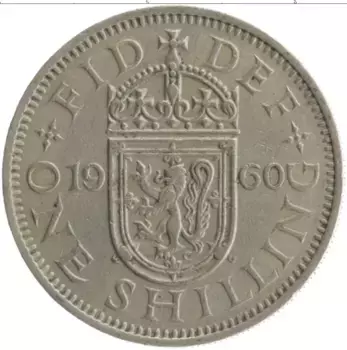 Монета шиллинг Англии 1960 года Медно-никель Елизавета II