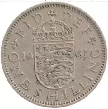 Монета шиллинг Англии 1961 года Медно-никель
