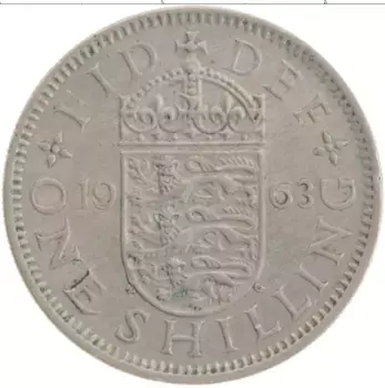 Монета шиллинг Англии 1963 года Медно-никель Елизавета II
