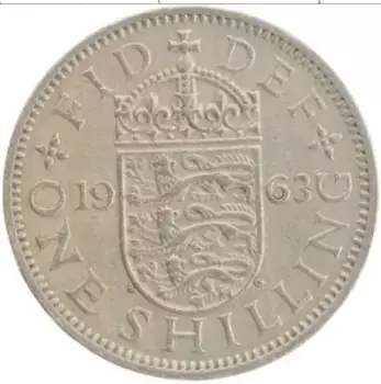 Монета шиллинг Англии 1963 года Медно-никель Елизавета II
