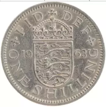 Монета шиллинг Англии 1963 года Медно-никель Елизавета II