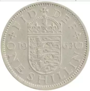 Монета шиллинг Англии 1963 года Медно-никель
