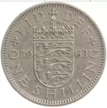 Монета шиллинг Англии 1963 года Медно-никель