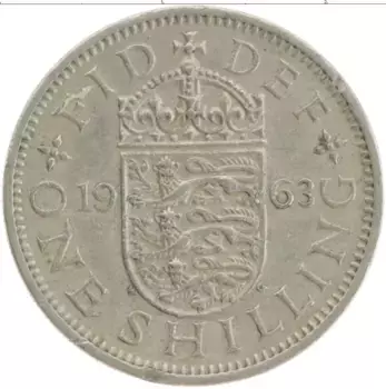 Монета шиллинг Англии 1963 года Медно-никель Елизавета II