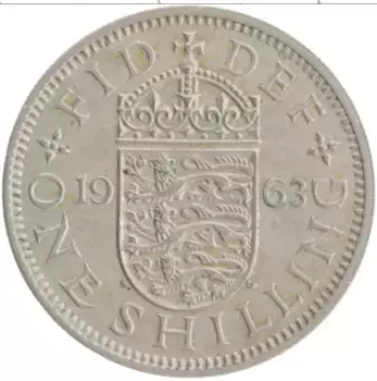 Монета шиллинг Англии 1963 года Медно-никель Елизавета II