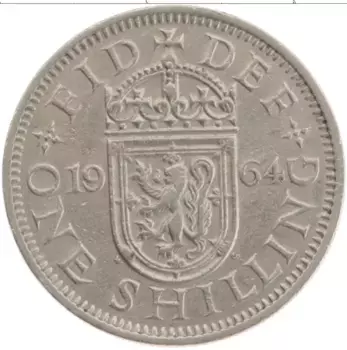 Монета шиллинг Англии 1964 года Медно-никель