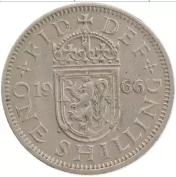 Монета шиллинг Англии 1966 года Медно-никель
