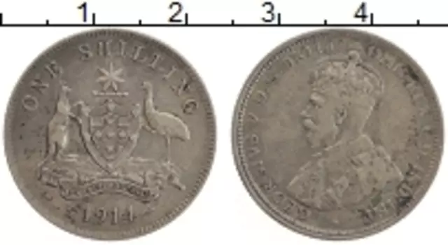 Монета шиллинг Австралии 1914 года Серебро Георг V