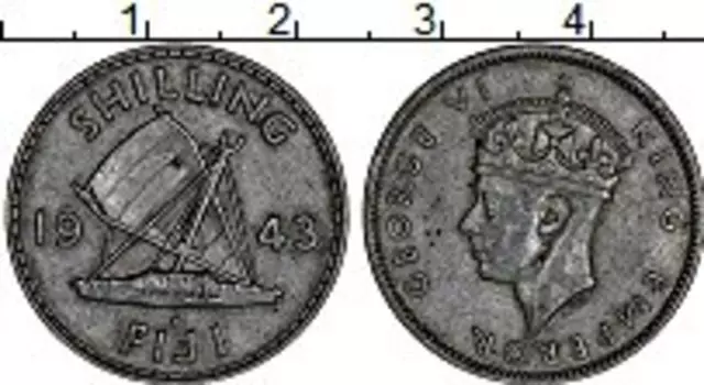 Монета шиллинг Фиджи 1943 года Серебро Георг VI
