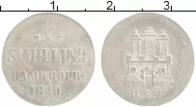 Монета шиллинг Гамбурга 1840 года Серебро HSK
